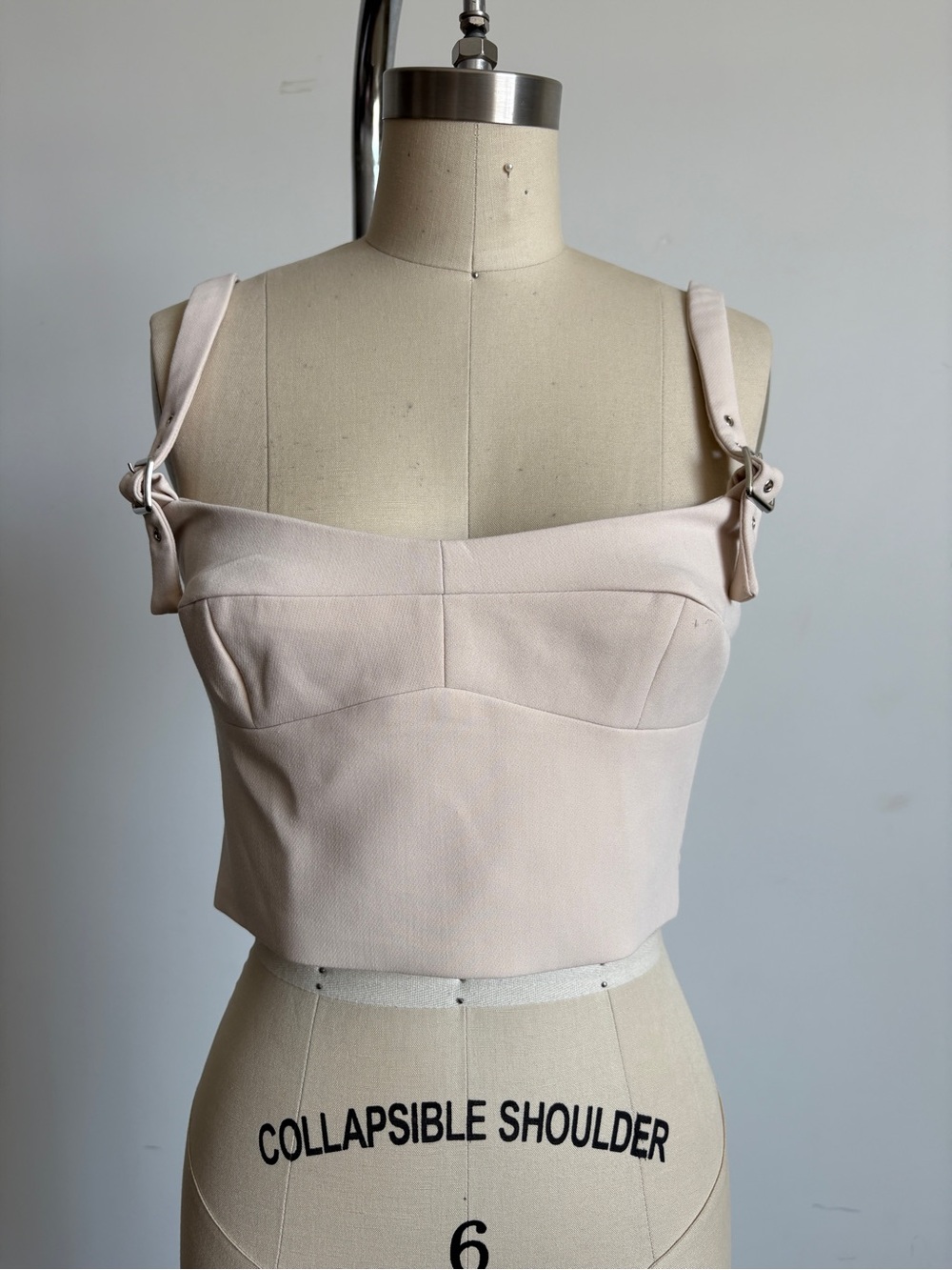 NWT Amanda Uprichard Pale Blush Buckle-Strap Cropped Bustier Top Sz Medium